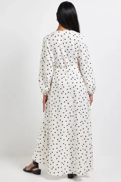 Robe Chemise Midi à Boutons Imprimé Pois Petite Taille