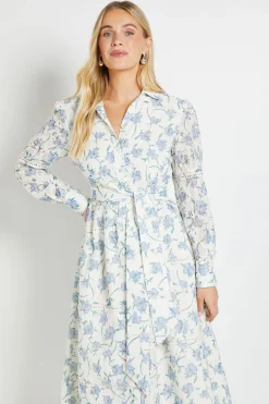 Wallis Robe Chemise Midi Brodée De Fleurs Petite<Femme Robes Mi-Longues|Robes À Manches Longues