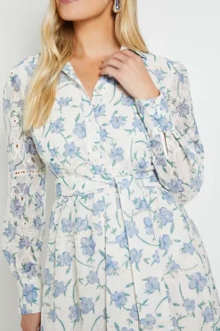 Wallis Robe Chemise Midi Brodée De Fleurs Petite<Femme Robes Mi-Longues|Robes À Manches Longues