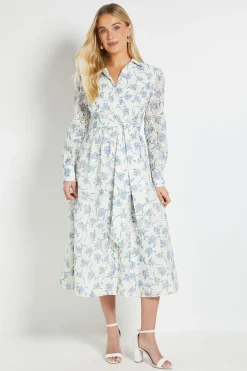 Wallis Robe Chemise Midi Brodée De Fleurs Petite<Femme Robes Mi-Longues|Robes À Manches Longues