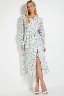Wallis Robe Chemise Midi Brodée De Fleurs Petite<Femme Robes Mi-Longues|Robes À Manches Longues