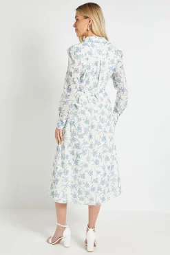 Wallis Robe Chemise Midi Brodée De Fleurs Petite<Femme Robes Mi-Longues|Robes À Manches Longues