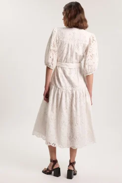 Robe Chemise Midi Broderie Anglaise À Ourlet Festonné Petite