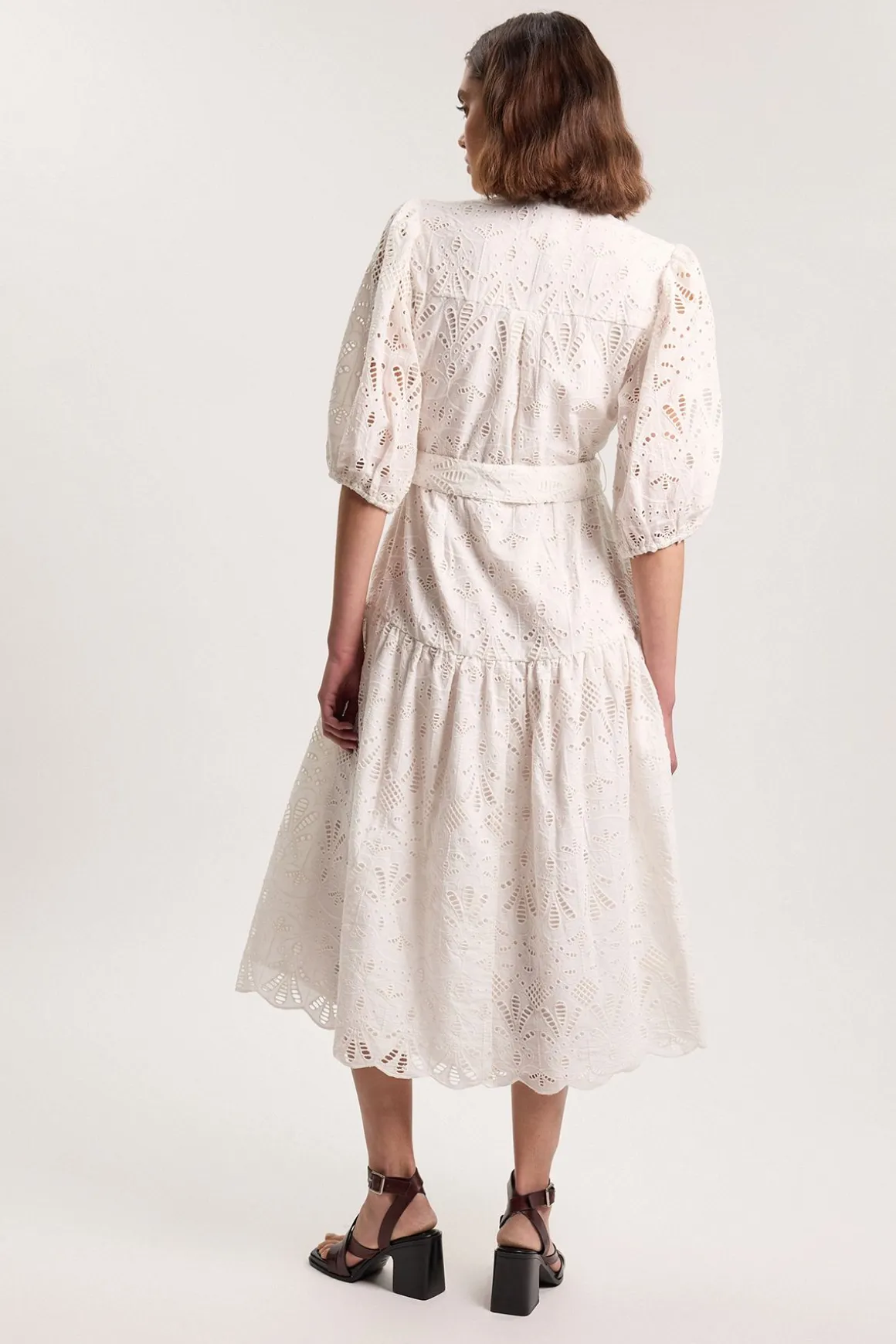 Robe Chemise Midi Broderie Anglaise À Ourlet Festonné Petite