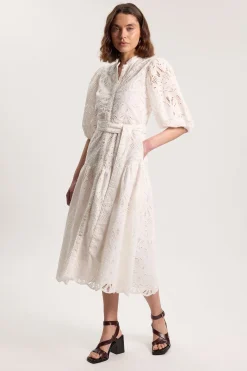Robe Chemise Midi Broderie Anglaise À Ourlet Festonné Petite