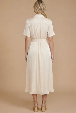 Robe Chemise Midi Ceinturée À Effet Scintillant