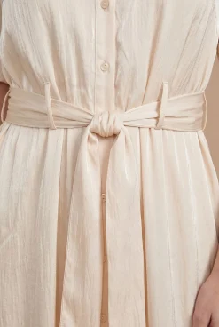 Robe Chemise Midi Ceinturée À Effet Scintillant