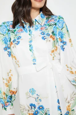 Wallis Robe Chemise Midi Ceinturée à Motifs Floraux Style Western<Femme Robes Mi-Longues|Robes À Manches Longues