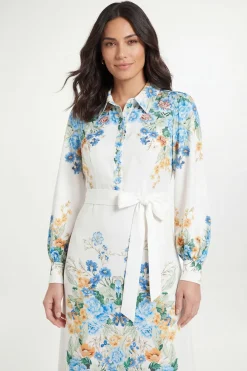 Wallis Robe Chemise Midi Ceinturée à Motifs Floraux Style Western<Femme Robes Mi-Longues|Robes À Manches Longues