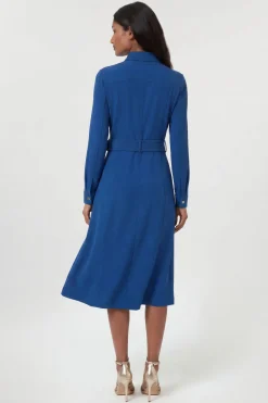 Robe Chemise Midi Cintrée Avec Ceinture Petite Taille