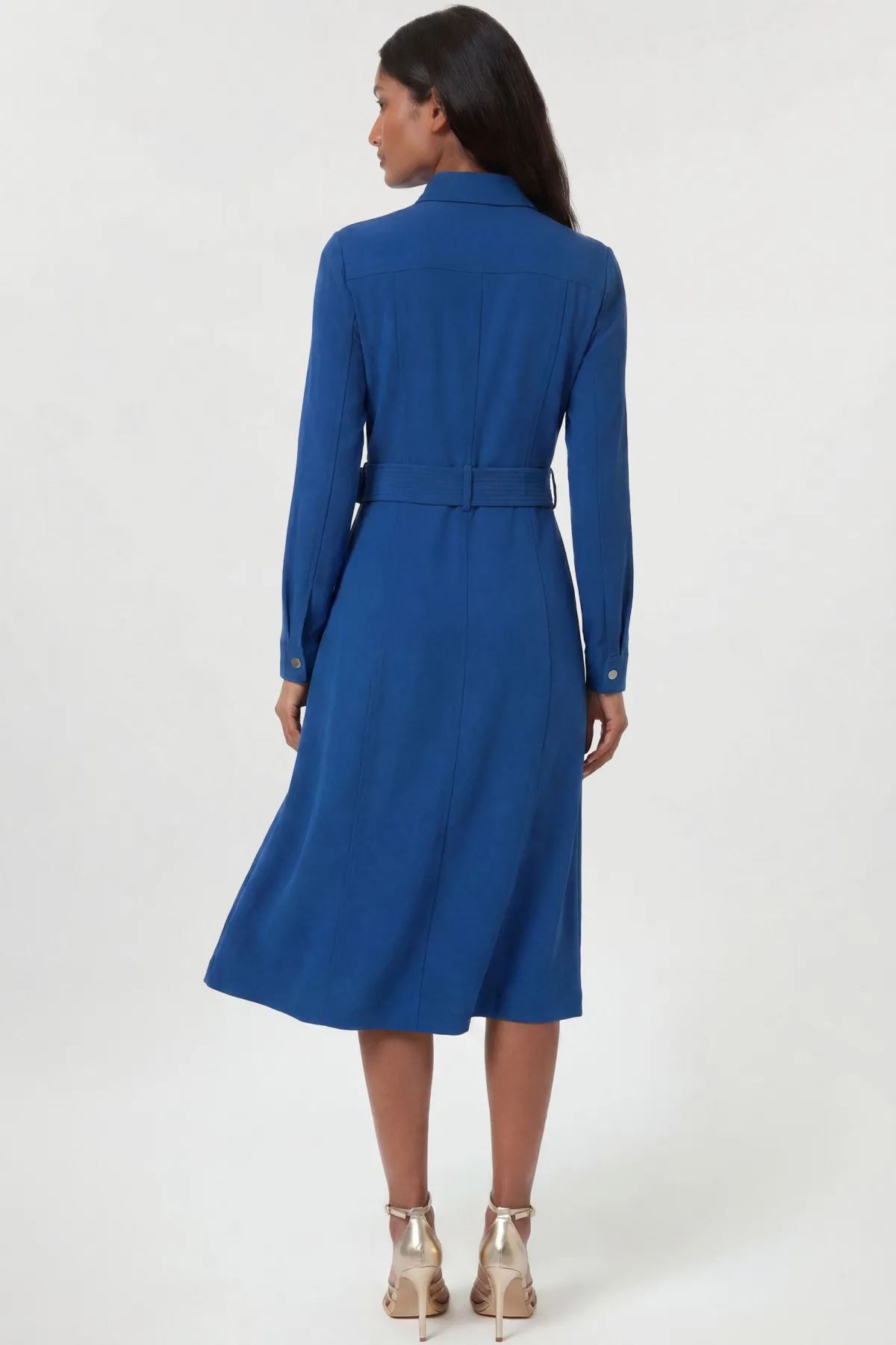 KarenMillen Robe Chemise Midi Cintrée Avec Ceinture<Femme Robes Mi-Longues|Robes À Manches Longues