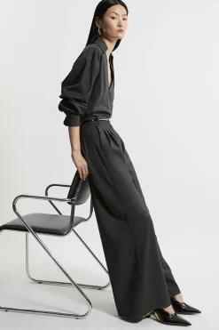 KarenMillen Robe Chemise Midi Cintrée À Manches Larges<Femme Robes Mi-Longues|Robes À Manches Longues