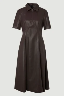 KarenMillen Robe Chemise Midi à Col en synthétique<Femme Robes Chemise|Toutes Les Robes