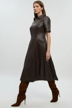 KarenMillen Robe Chemise Midi à Col en synthétique<Femme Robes Chemise|Toutes Les Robes