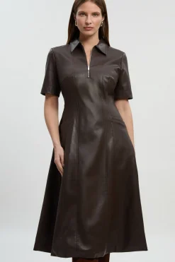 KarenMillen Robe Chemise Midi à Col en synthétique<Femme Robes Chemise|Toutes Les Robes