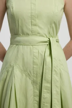KarenMillen Robe Chemise Midi en Coton à Col et Encolure Halter avec Détail de Taille Basse<Femme Robes Mi-Longues|Robes