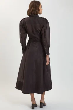 Robe Chemise Midi En Organdi Avec Détails De Finition Petite