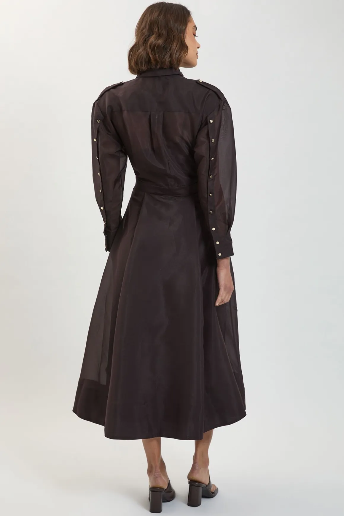 Robe Chemise Midi En Organdi Avec Détails De Finition Petite