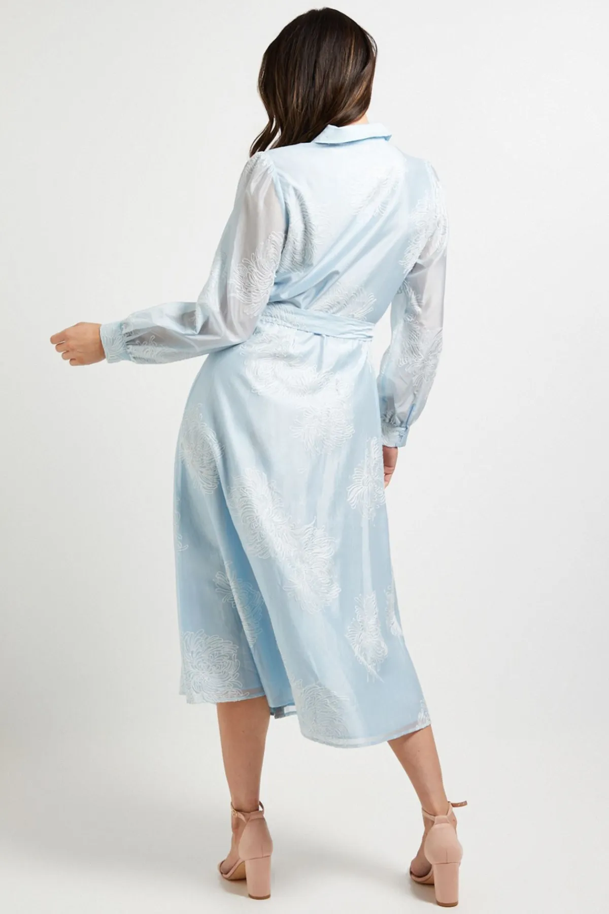 Wallis Robe Chemise Midi En Organza Brodé<Femme Robes Mi-Longues|Robes À Manches Longues