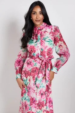 Wallis Robe Chemise Midi En Organza À Imprimé Floral Petite<Femme Robes Mi-Longues|Robes À Manches Longues