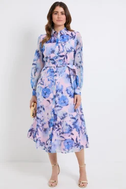 Wallis Robe Chemise Midi En Organza À Motifs Floraux<Femme Robes Mi-Longues|Robes À Manches Longues