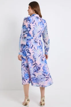 Wallis Robe Chemise Midi En Organza À Motifs Floraux<Femme Robes Mi-Longues|Robes À Manches Longues
