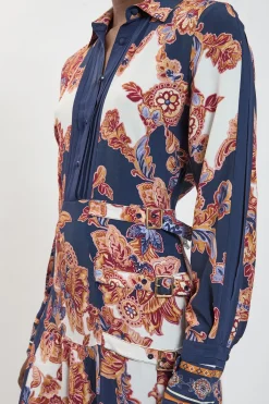 Robe Chemise Midi En Viscose À Imprimé Baroque Avec Ceinture Détaillée