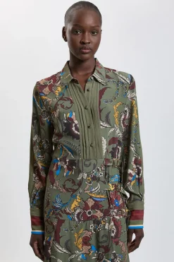 KarenMillen Robe Chemise Midi En Viscose À Imprimé Fleuri Avec Ceinture<Femme Robes Mi-Longues|Robes À Manches Longues