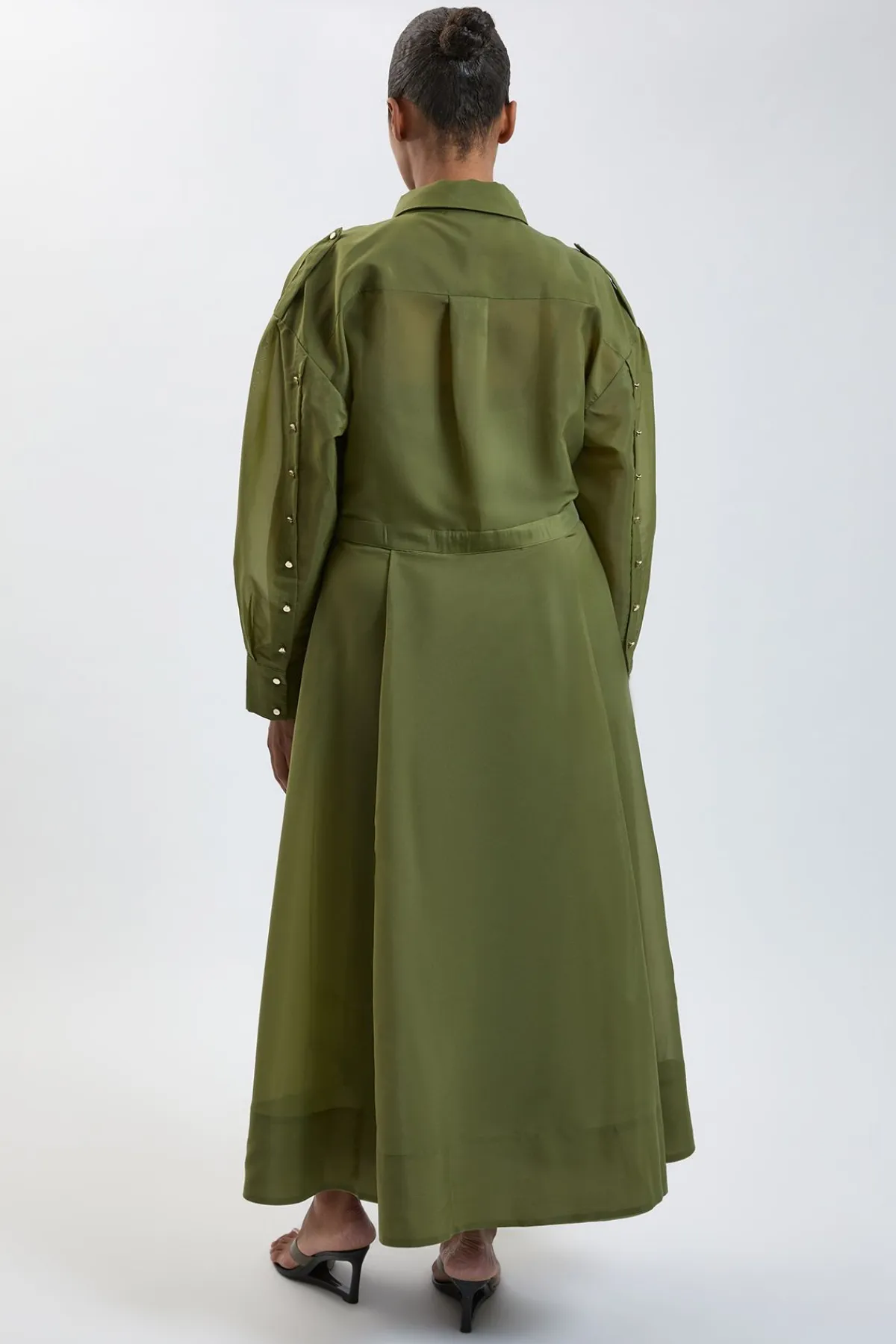 KarenMillen Robe Chemise Midi Grande Taille En Organdi Avec Détails Contrastés<Femme Robes Mi-Longues|Robes À Manches Longues