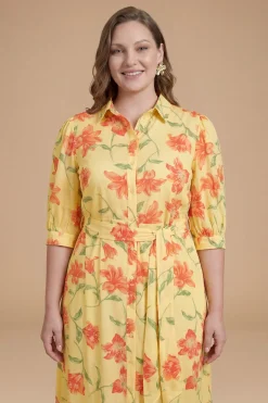 Robe Chemise Midi À Imprimé Floral Grande Taille