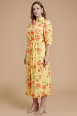 Robe Chemise Midi À Imprimé Floral Grande Taille