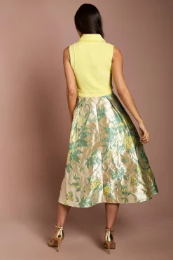 Robe Chemise Midi À Jupe Jacquard Et Bustier Bandage