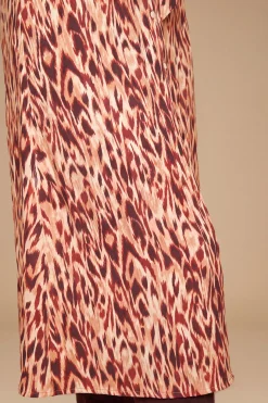 Robe Chemise Midi Orange Imprimé Animal Petite Taille