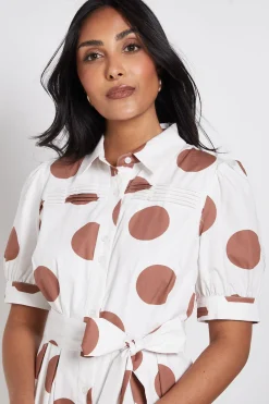 Wallis Robe Chemise Midi À Plis Nervurés Et Imprimé Petits Pois Petite<Femme Robes Mi-Longues|Pois
