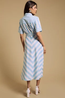 Dorothy Perkins Robe Chemise Midi À Rayures Ceinturée Petite Taille<Femme Robes Mi-Longues|Robes