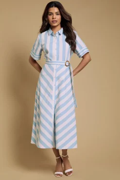 Dorothy Perkins Robe Chemise Midi À Rayures Ceinturée Petite Taille<Femme Robes Mi-Longues|Robes