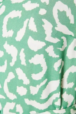 Robe Chemise Midi Verte à Motif Animal