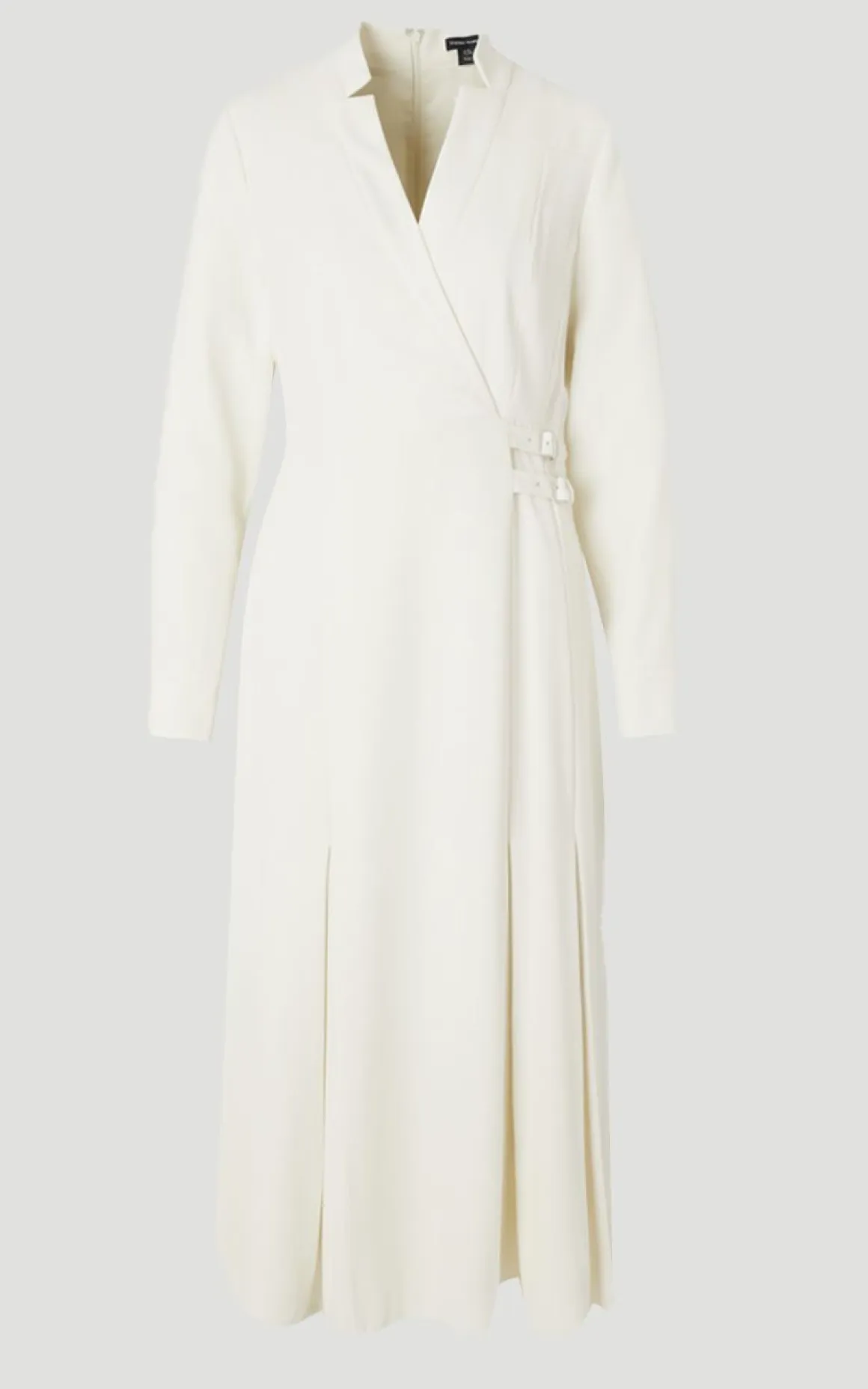 Robe Chemise Mi-Longue en Crêpe Ajustée avec Ceinture à Boucle