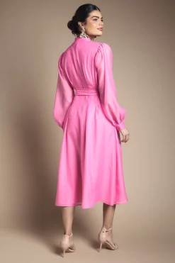 Robe Chemise Mi-Longue en Organza Texturé