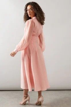Robe Chemise Mi-Longue en Organza Texturé