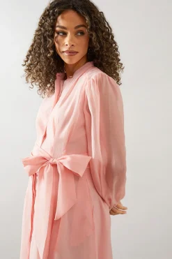 Robe Chemise Mi-Longue en Organza Texturé