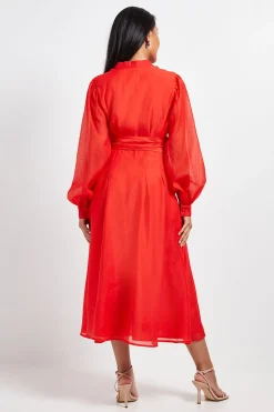 Robe Chemise Mi-Longue en Organza Texturé Petite Taille