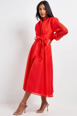Robe Chemise Mi-Longue en Organza Texturé Petite Taille