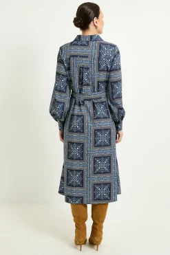 Robe Chemise Mi-longue À Imprimé Foulard Avec Ceinture