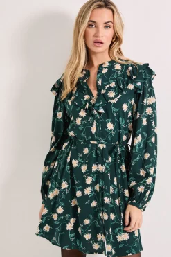 Dorothy Perkins Robe Chemise Mini Ceinturée à Empiècement Volants Motif Marguerites<Femme Robes À Manches Longues|Robes
