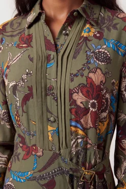 Robe Chemise Mini En Viscose À Imprimé Floral Avec Détail Ceinture