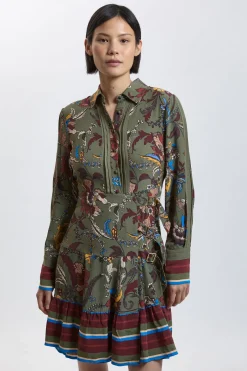 Robe Chemise Mini En Viscose À Imprimé Fleuri Avec Détail Ceinture Petite