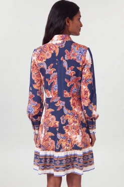 KarenMillen Robe Chemise Mini En Viscose À Imprimé Baroque Et Ceinture Détail<Femme Robes À Manches Longues|Robes
