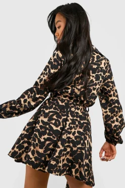 Robe chemise patineuse petite à imprimé léopard