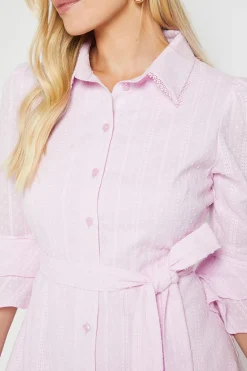 Wallis Robe Chemise Petite En Coton Dobby À Volants<Femme Robes Chemise|Toutes Les Robes